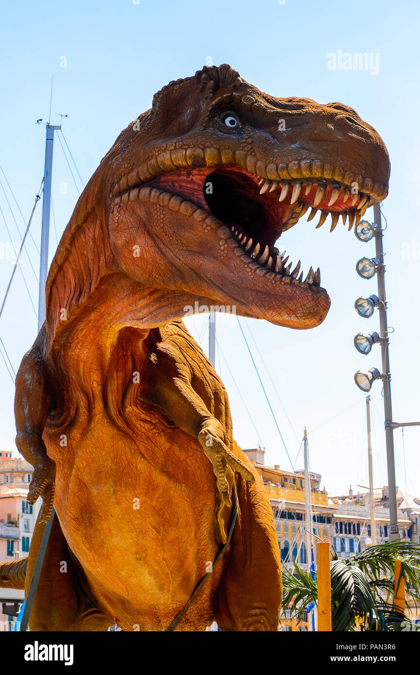 GENOVA, ITALY - MAY 4, 2016: T-Rex from the Jurassic Park film ...