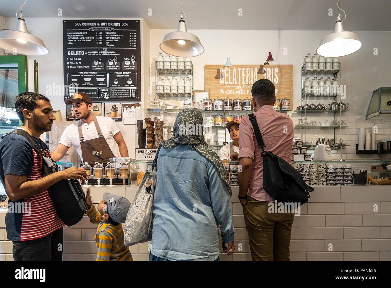 Interior of Gelateria 3BIS, an Italian ice cream parlour in Borough