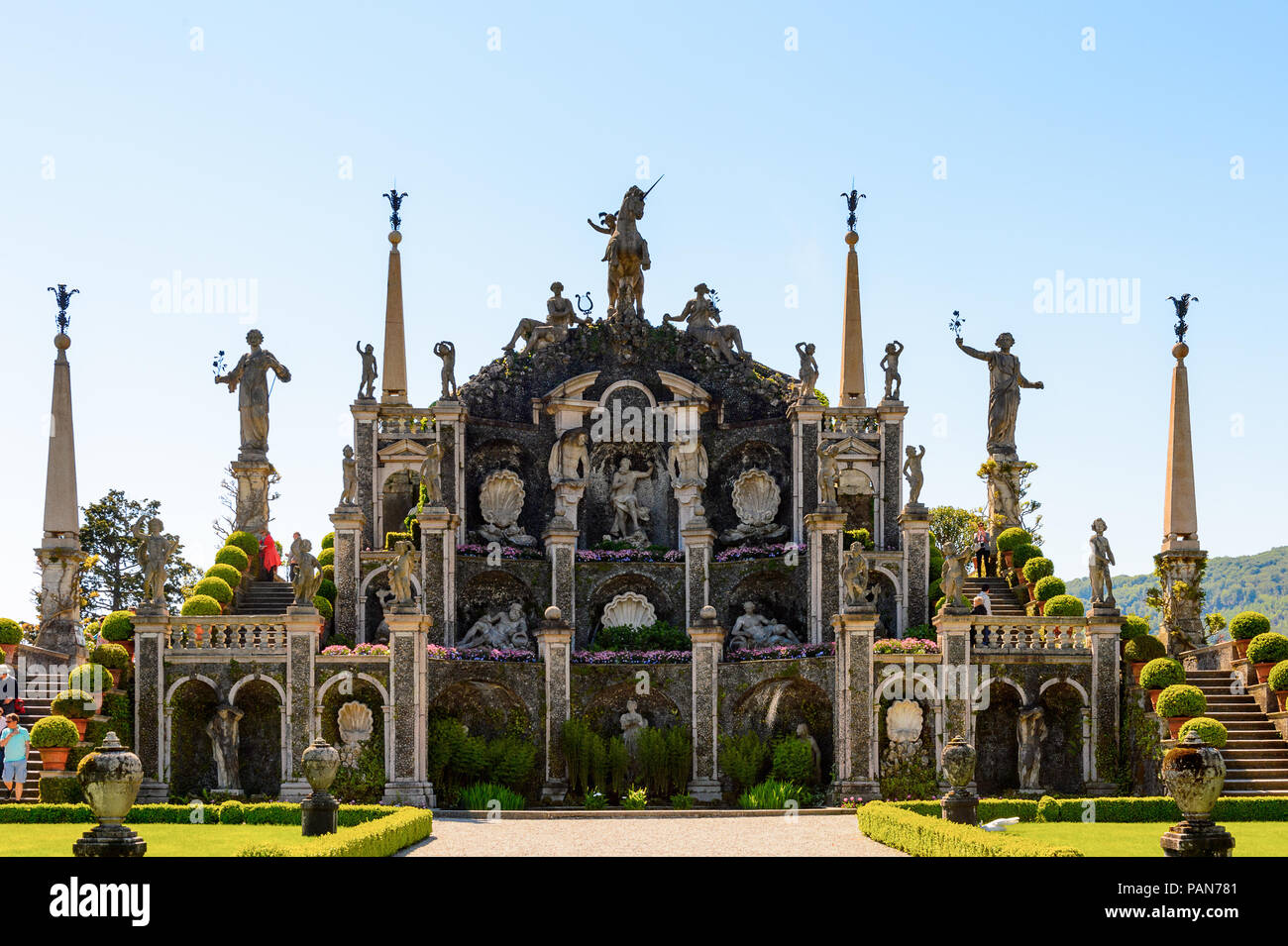 ISOLA BELLA, ITALY - MAY 3, 3016: Gardens of the Palace Borromeo on the ...