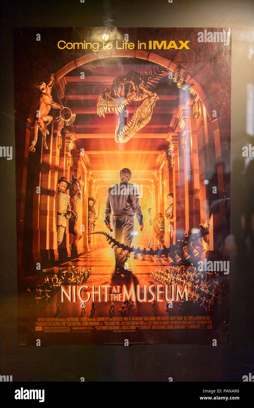 LONDON, ENGLAND - JUL 23, 2016: Night at the Museum poster with Ben ...
