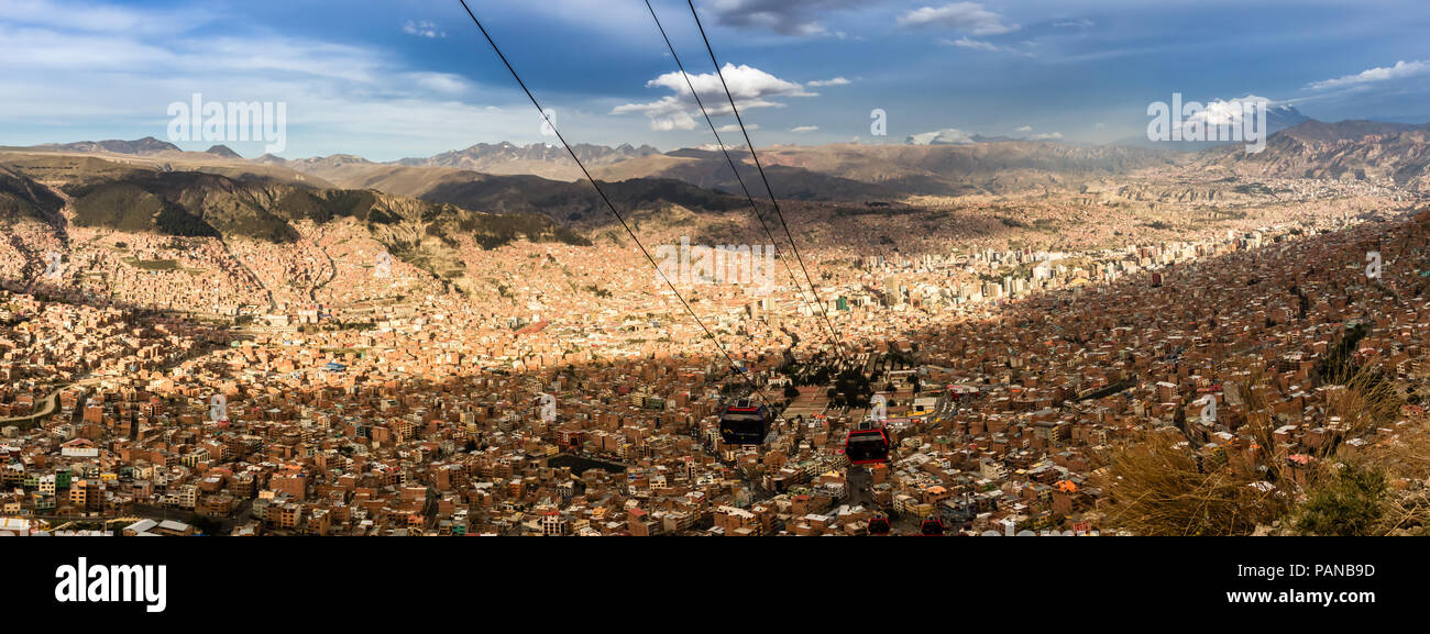 Panorama of la Paz as seen from el alto Stock Photo
