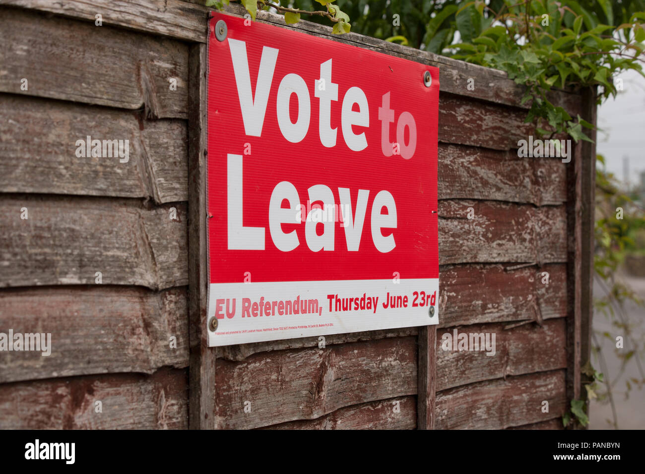 Vote Leave signs on 23.6.2016 the day of the EU/Brexit Referendum. Gillingham Dorset England UK GB Stock Photo