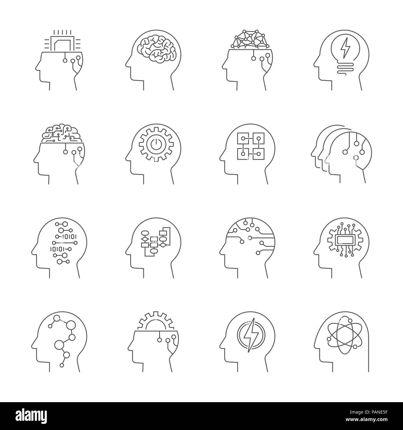 Deep learning. Artificial intelligence concept. AI heads Stock Vector