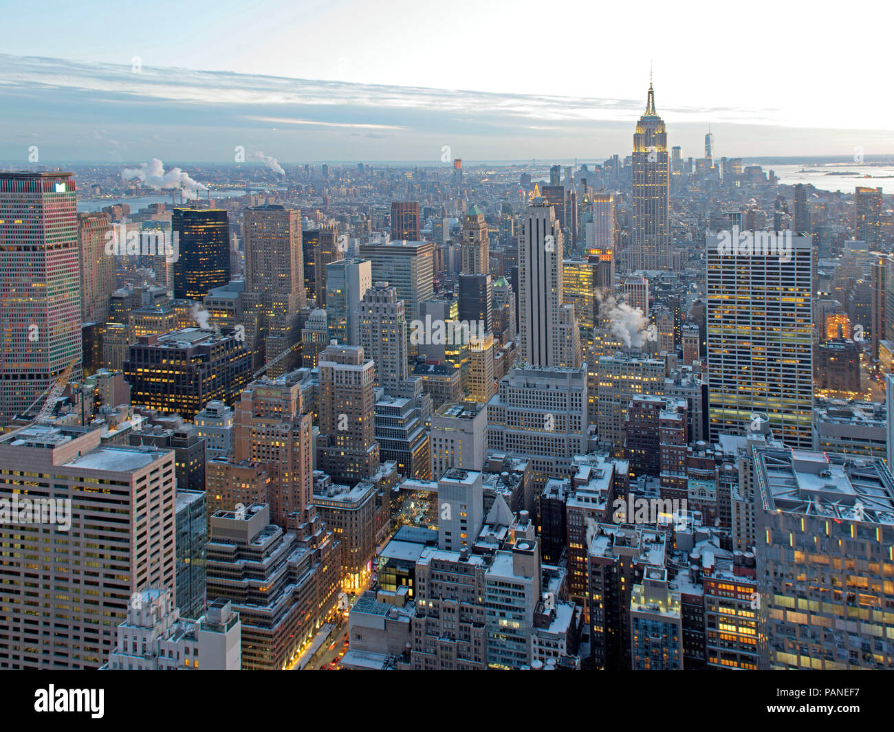 View of Manhattan form the Top of the Rocks observation deck on top of ...