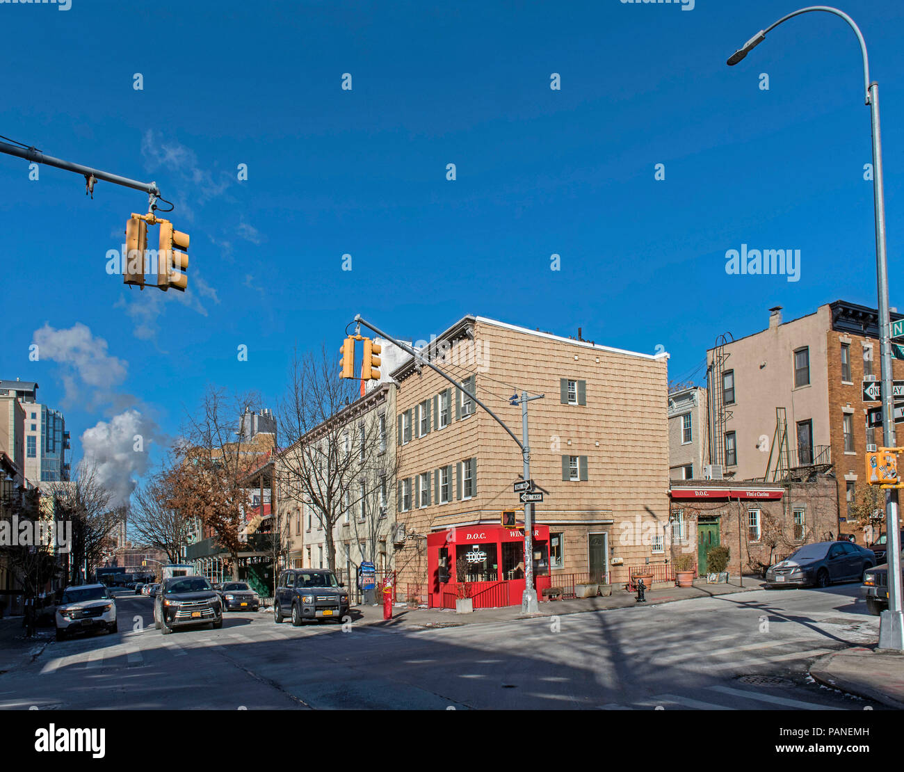 Street scene in the trendy neighborhood of Williamsburg in Brooklyn , New York, USA, Januaty 01, 2018    Photo © Fabio Mazzarella/Sintesi/Alamy Stock  Stock Photo