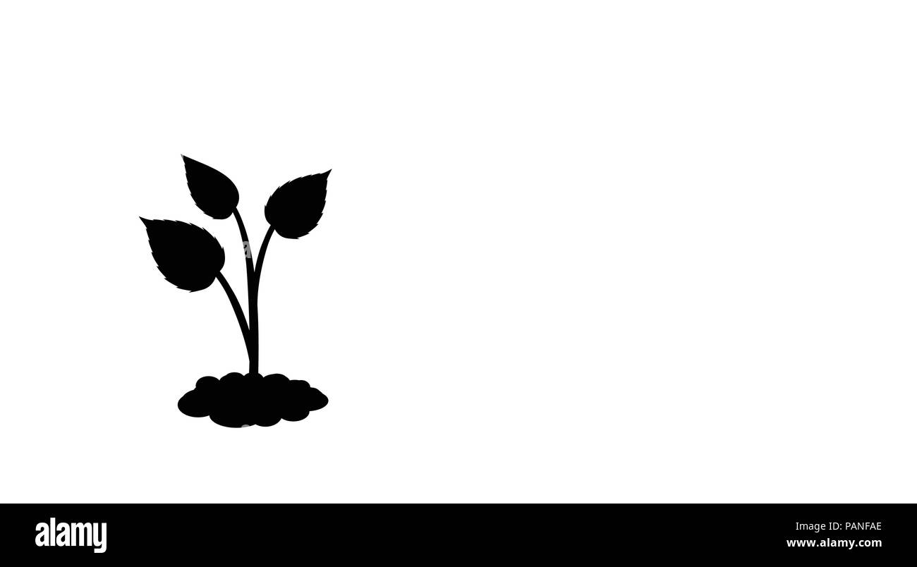 Black silhouette of sprouting plant in the soil isolated on white ...
