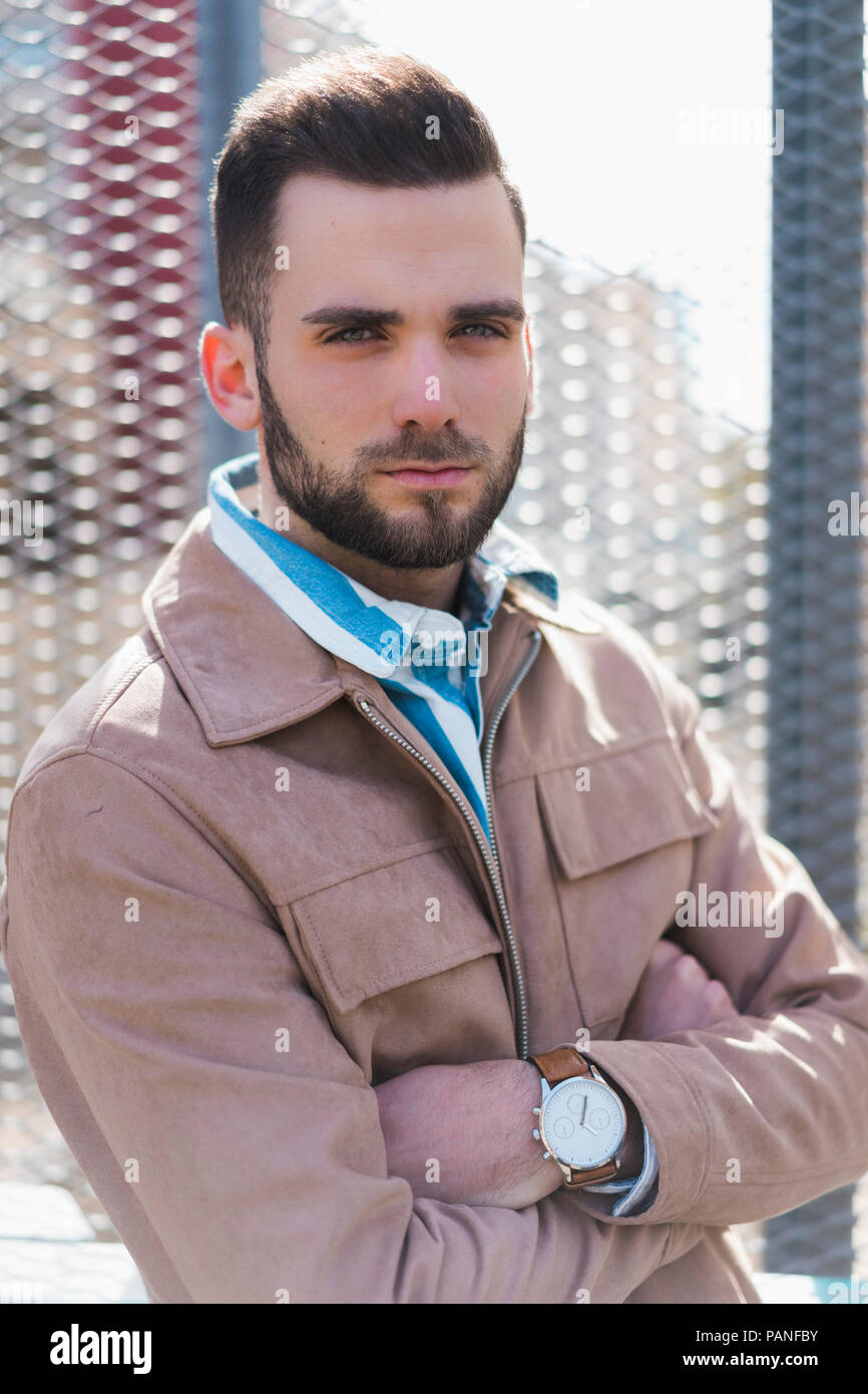 Portrait of bearded young man Stock Photo