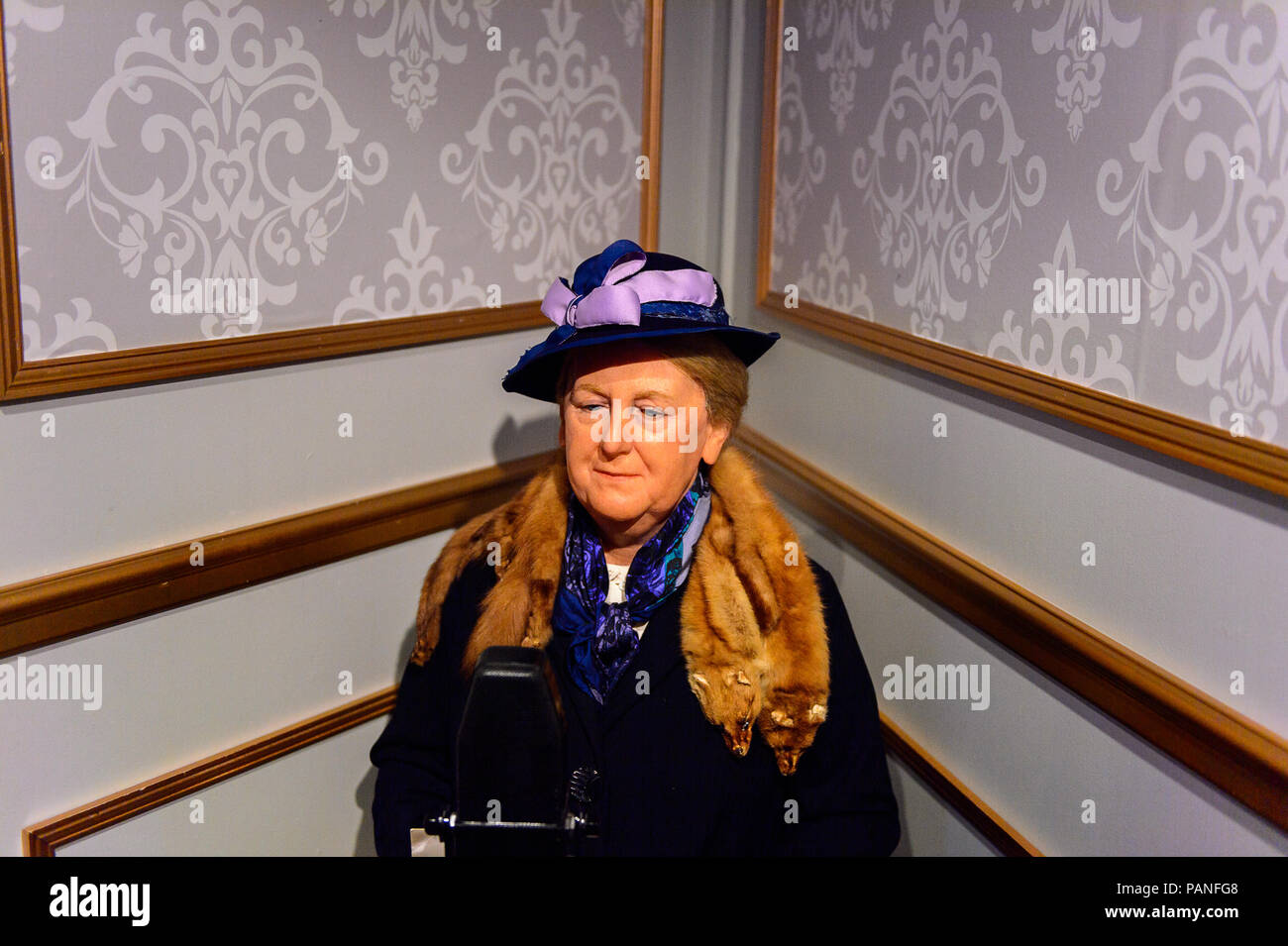 AMSTERDAM, NETHERLANDS - OCT 26, 2016: Koningin Wilhelmina, Madame Tussauds wax museum in Amsterdam. One of the popular touristic attractions Stock Photo