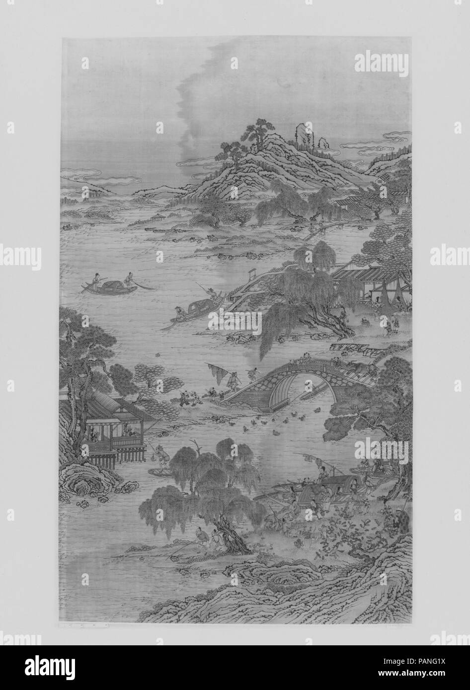 Landscape. Culture: China. Dimensions: 49 1/2 x 29 1/4 in. (125.7 x 74.3 cm). Date: 19th century. Museum: Metropolitan Museum of Art, New York, USA. Stock Photo