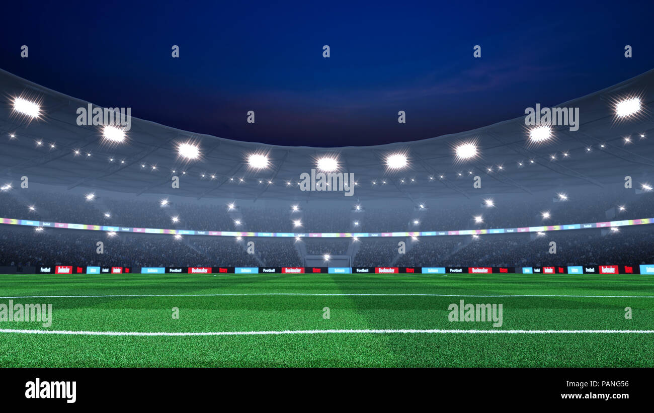 Professional Evening Soccer Stadium Background Stadium And Crowd Are Made In 3d Stock Photo Alamy