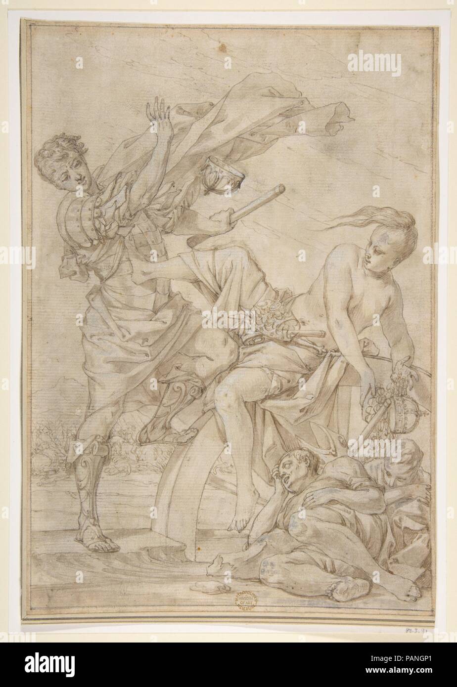 Allegory of Fortune. Artist: attributed to Pietro Testa (Italian, Lucca 1612-1650 Rome). Dimensions: 12 x 8 3/8in. (30.5 x 21.3cm). Date: 1612-50. Museum: Metropolitan Museum of Art, New York, USA. Stock Photo