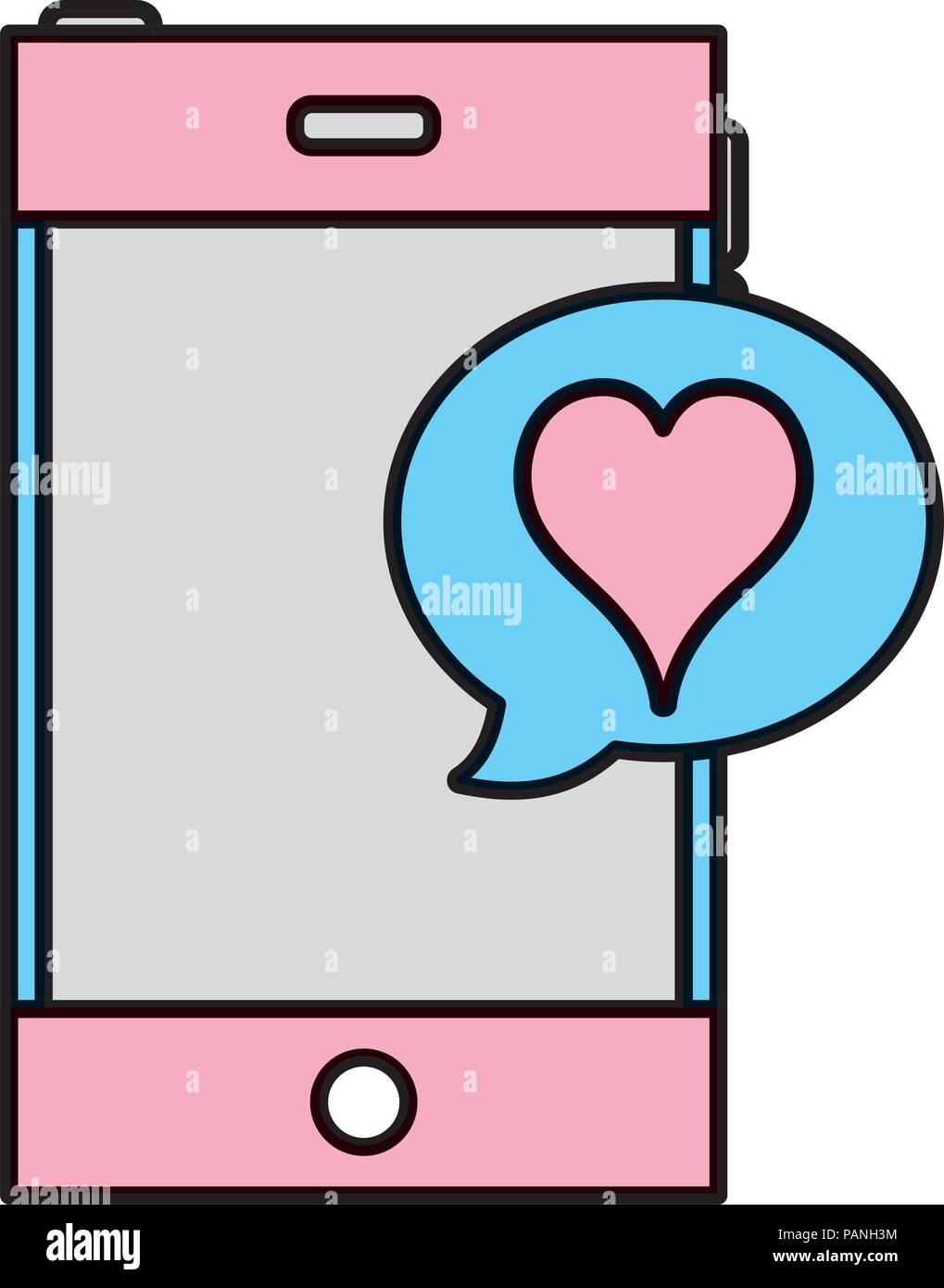color smartphone technology with heart inside chat bubble Stock Vector ...
