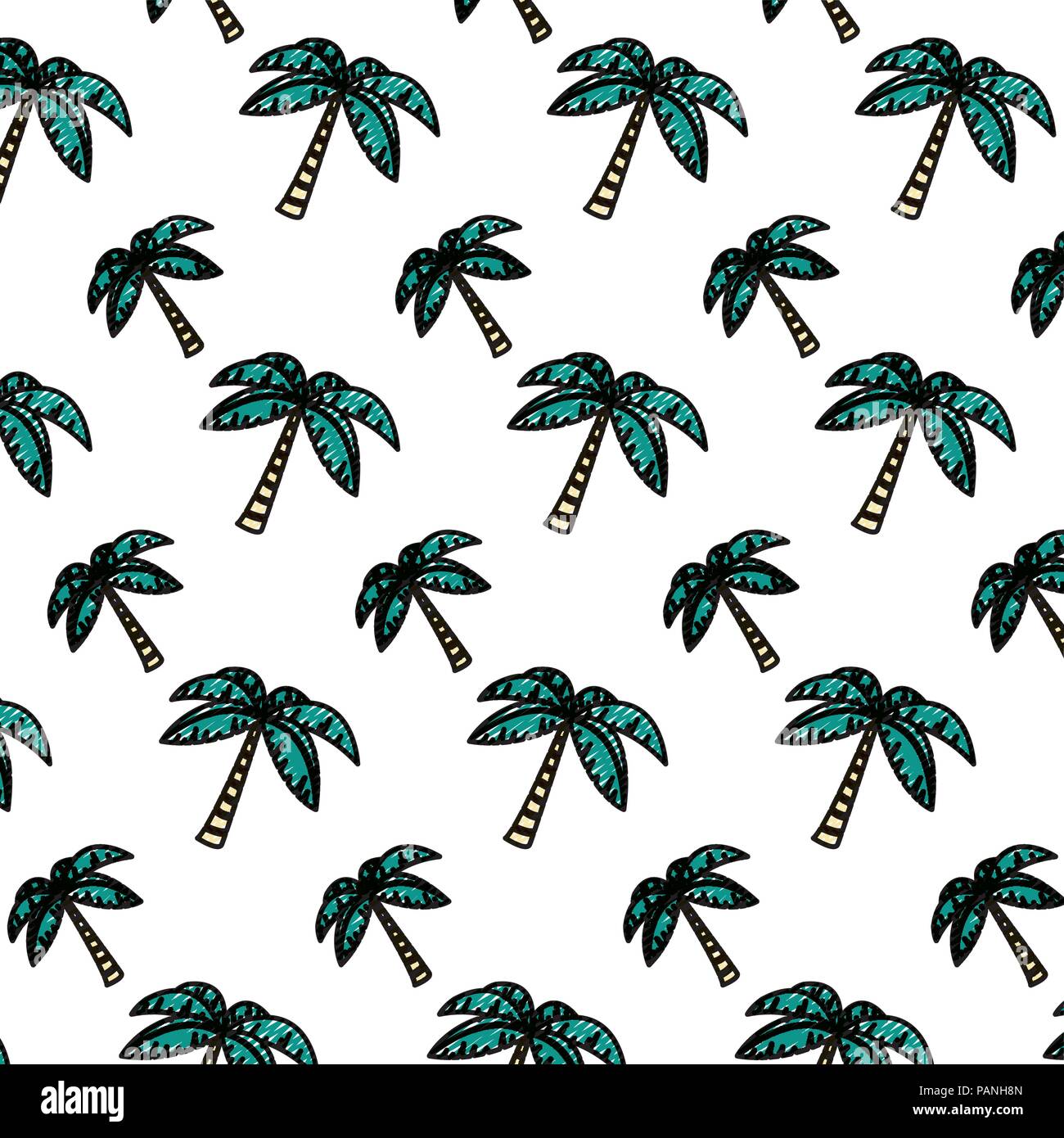 doodle tropical palm tree leaves background Stock Vector
