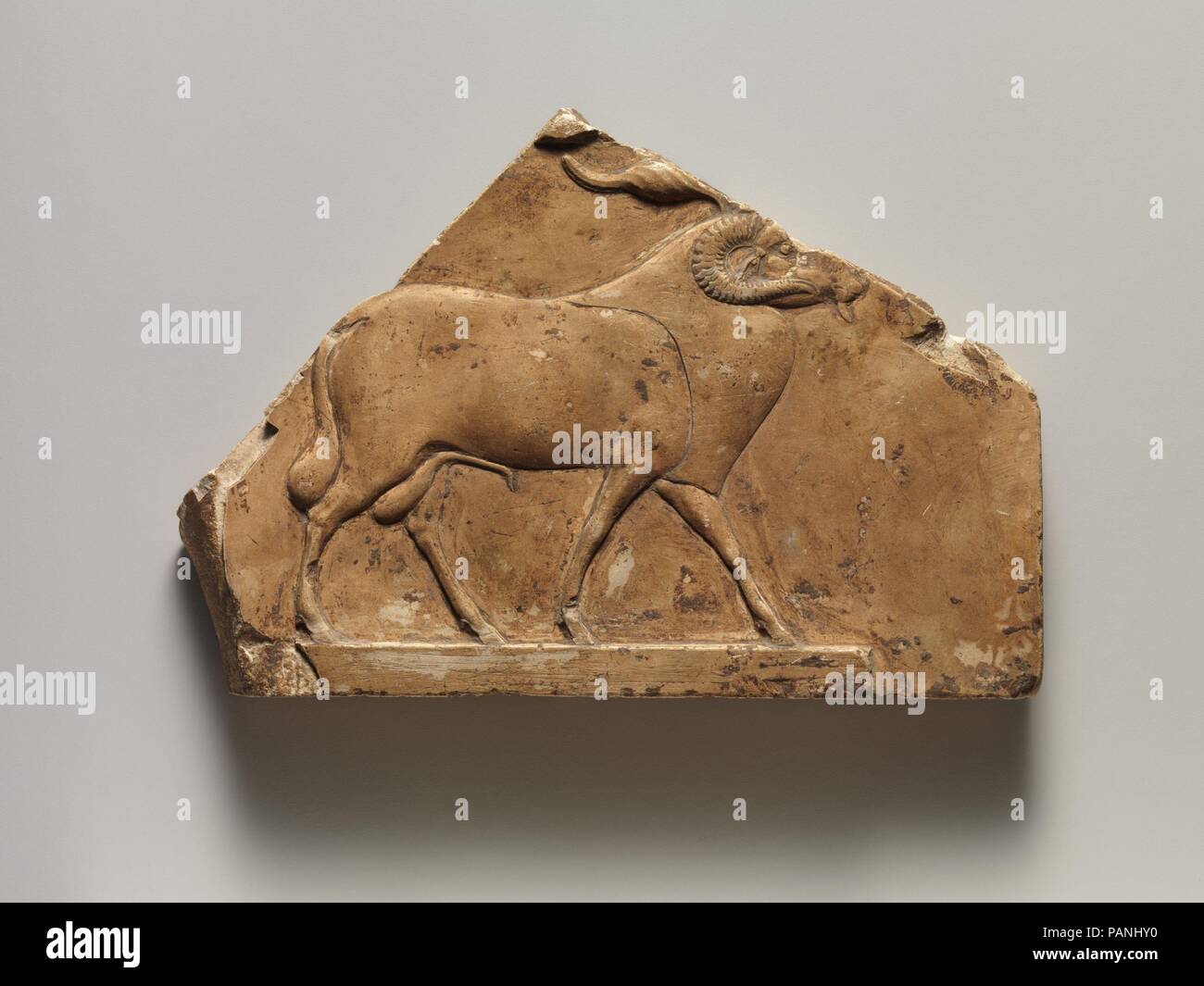 Relief Plaque With Ram And On Opposite Side Two Feet Dimensions H 11 3 Cm 4 7 16 In W 16 5 Cm 6 1 2 In D 2 Cm 13 16 In Date 400 30 B C Small