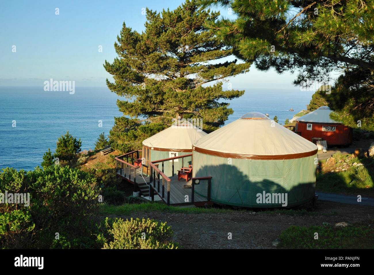 Fabric and wood framed yurt structures for, luxurious, upscale