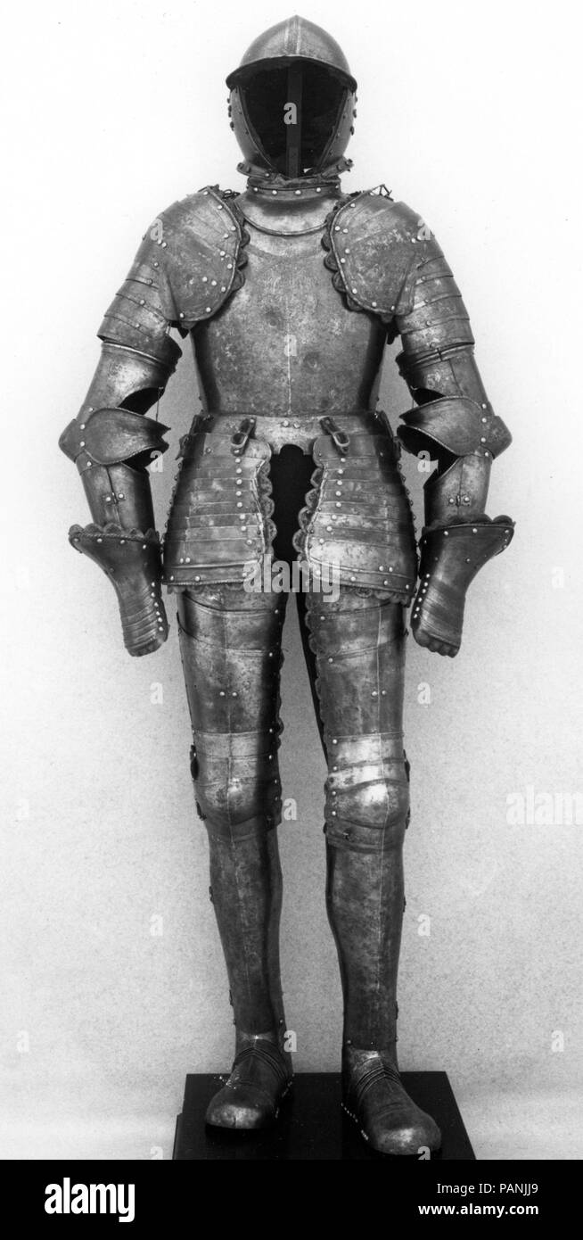 Portions of an Armor Garniture. Culture: Italian, Brescia. Dimensions: Wt. of helmet 4 lb. 10 oz. (2097.9 g). Date: ca. 1620-30. Museum: Metropolitan Museum of Art, New York, USA. Stock Photo