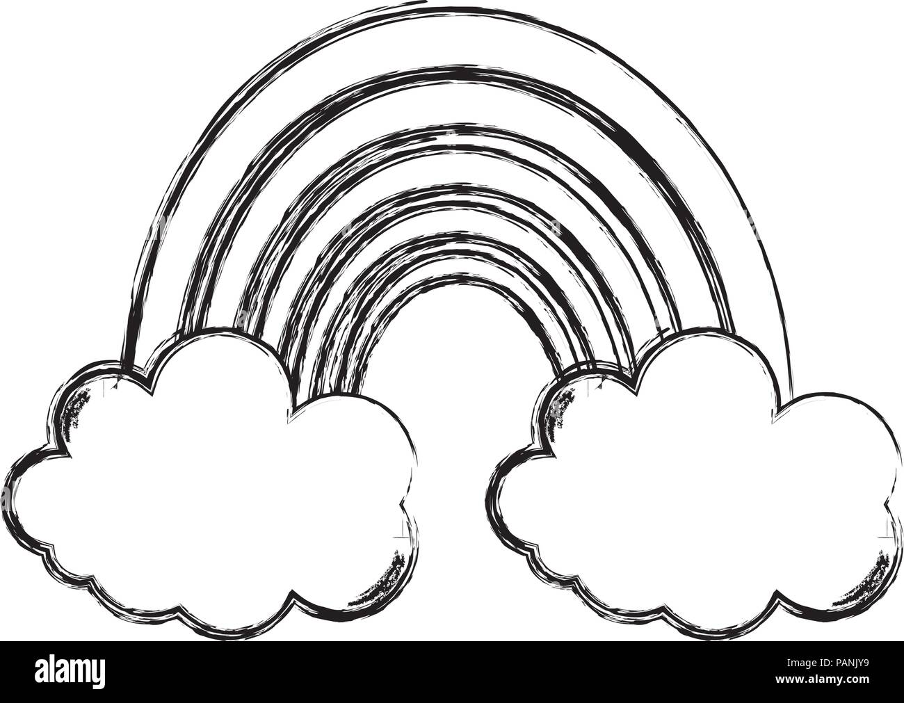 grunge nature rainbow with fluffy clouds in the sky Stock Vector Image ...