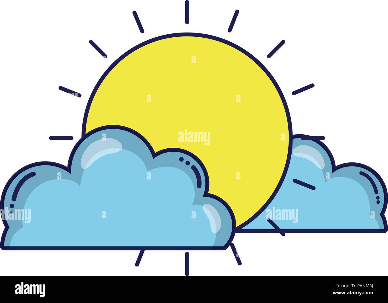 light sun with fluffy clouds weather Stock Vector Image & Art - Alamy