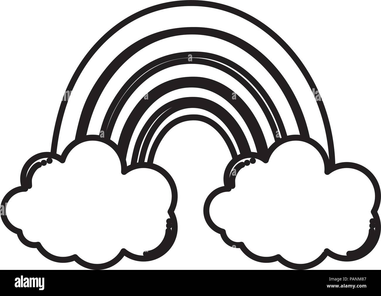 line nature rainbow with fluffy clouds in the sky Stock Vector Image ...