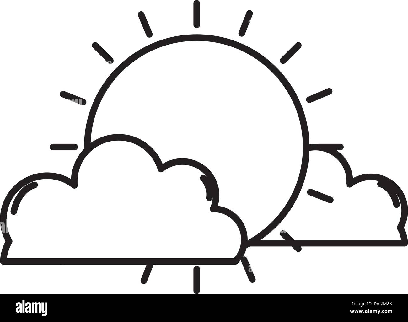 line light sun with fluffy clouds weather Stock Vector Image & Art - Alamy