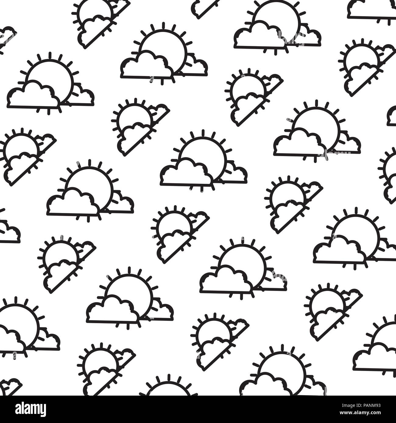 line bright sun with fluffy clouds background Stock Vector Image & Art ...