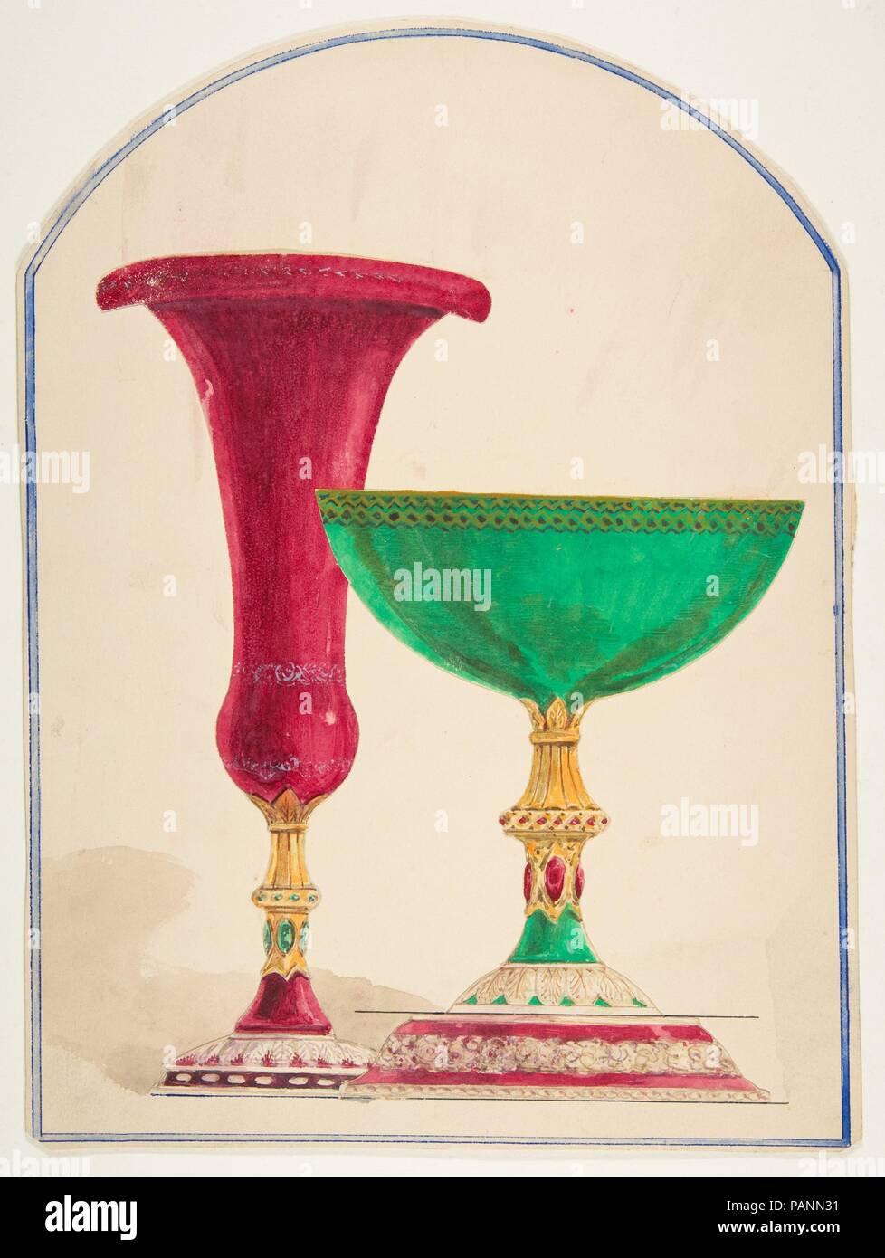 Design for Two Cups. Artist: Anonymous, French, 19th century. Dimensions: sheet: 13 1/8 x 9 3/4 in. (33.3 x 24.7 cm). Date: 19th century. Museum: Metropolitan Museum of Art, New York, USA. Stock Photo