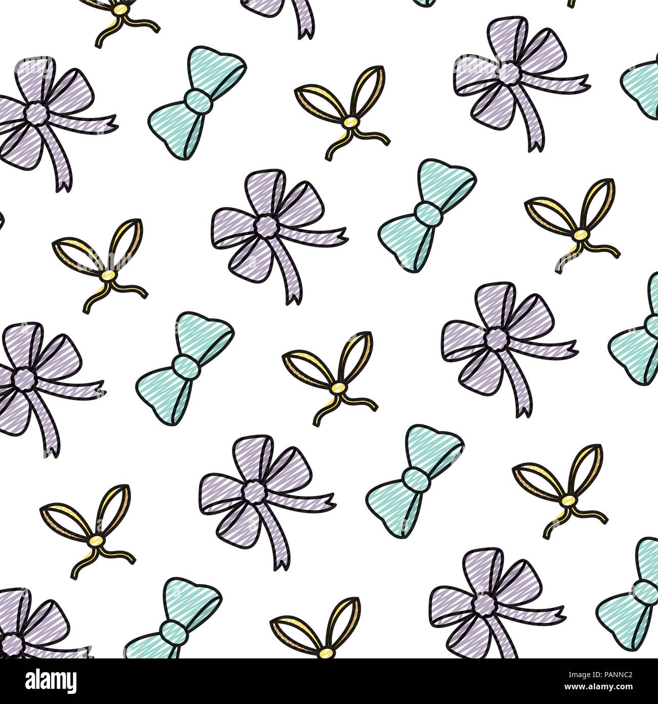 doodle cute ribbon bow decoration background Stock Vector Image & Art
