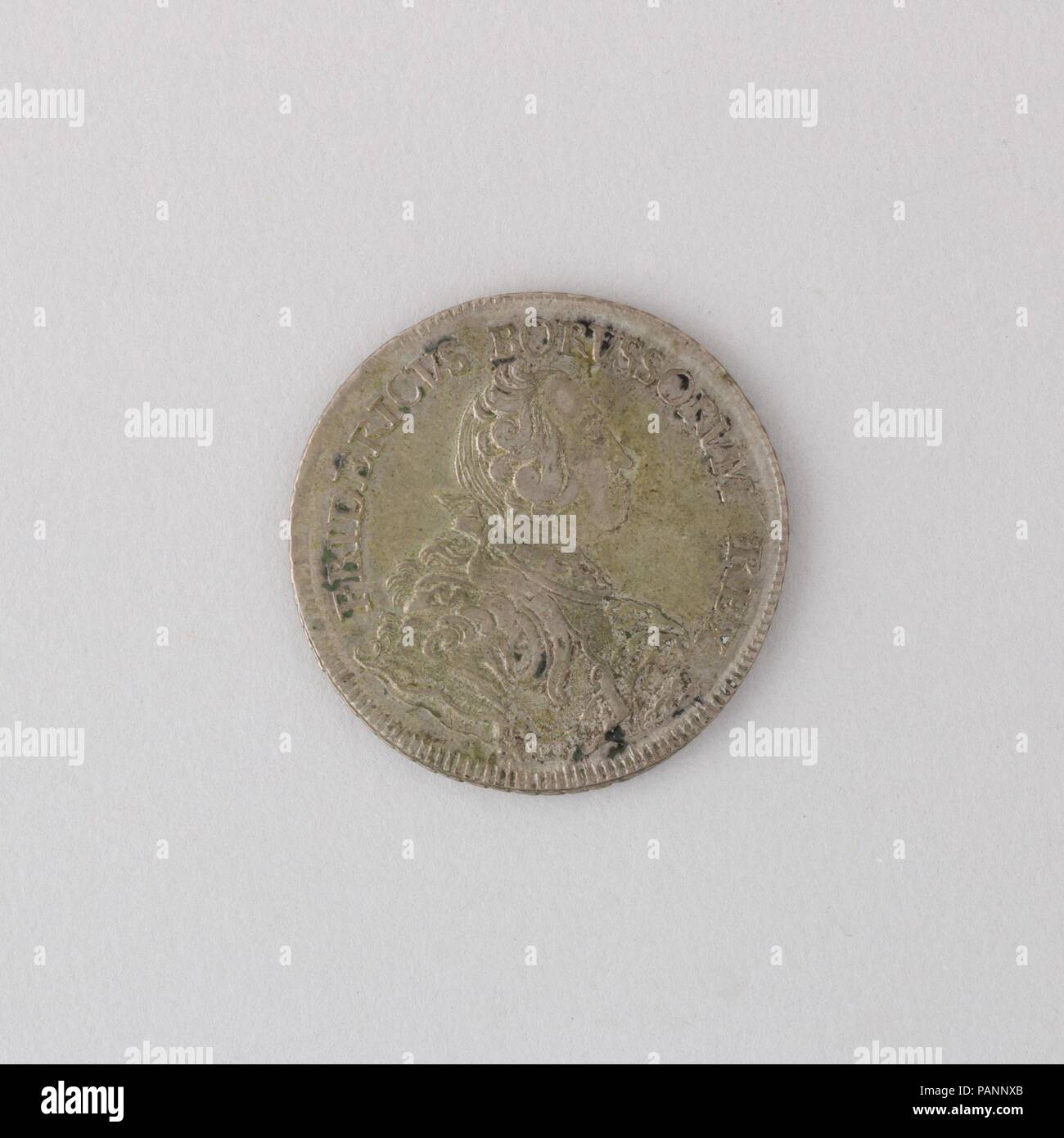 Coin (Thaler) Showing Frederick the Great. Culture: German. Dimensions: Diam. 1 9/16 in. (4 cm); thickness 1/16 in. (0.2 cm); Wt. 0.8 oz. (22.7 g). Date: 1751. Museum: Metropolitan Museum of Art, New York, USA. Stock Photo