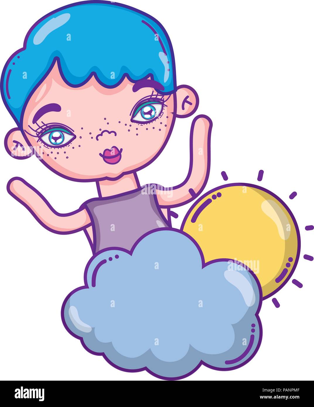 beauty woman with fluffy cloud and sun Stock Vector Image & Art - Alamy