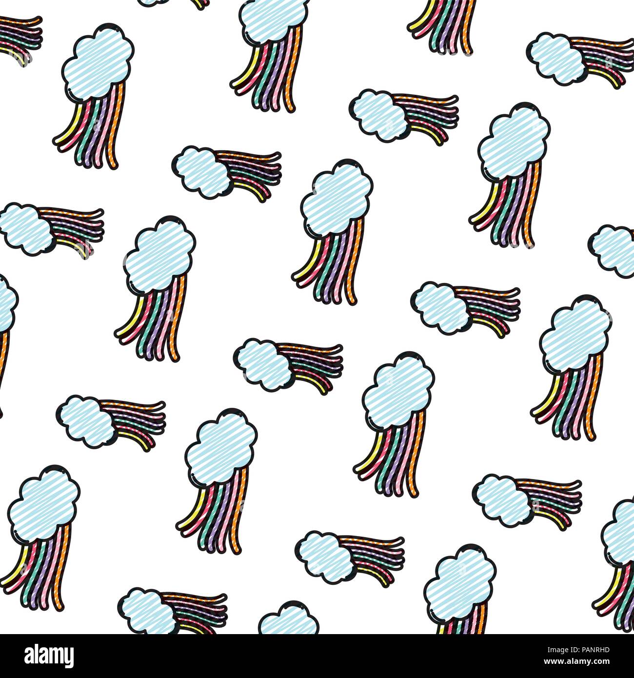 doodle nature cloud and beauty rainbow background Stock Vector Image ...