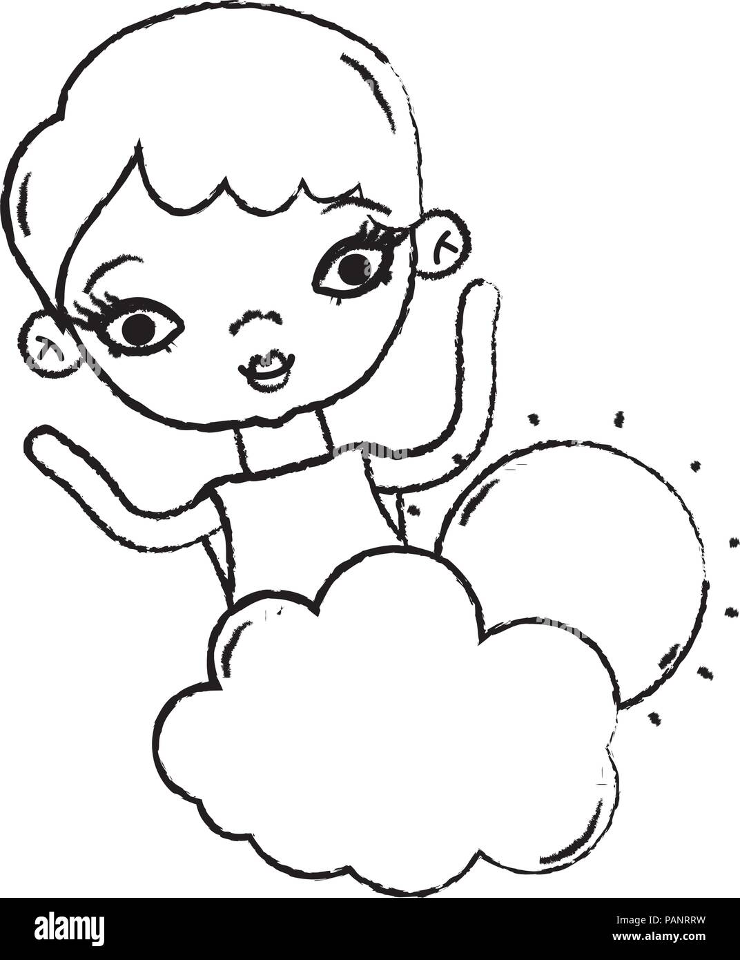 grunge beauty woman with fluffy cloud and sun Stock Vector Image & Art ...