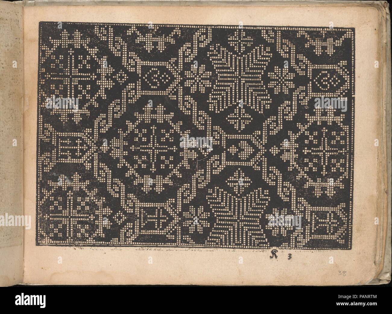 Neu künstlich Modelbuch (page 38r). Dimensions: Overall: 6 1/8 x 7 7/8 in. (15.5 x 20 cm). Publisher: Bernhard Jobin (Swiss, Porrentruy (Jura) before 1545-1593/1597 Strasbourg). Date: 1598 (?).  Published by Bernhard Jobin, Strassburg.  Facsimile illustrated title page of 1579 edition, poem (2 pages), and 44 pages of designs. Museum: Metropolitan Museum of Art, New York, USA. Stock Photo