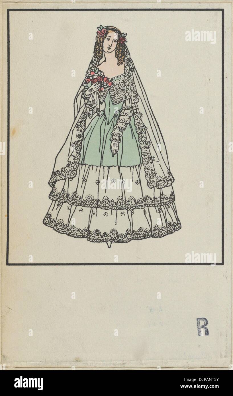 Biedermeier Fashion. Artist: Urban Janke (Austrian, Blottendorf/Vienna, 1887-1914). Dimensions: Sheet: 5 1/2 × 3 9/16 in. (14 × 9 cm). Publisher: Wiener Werkstätte. Date: 1908. Museum: Metropolitan Museum of Art, New York, USA. Stock Photo