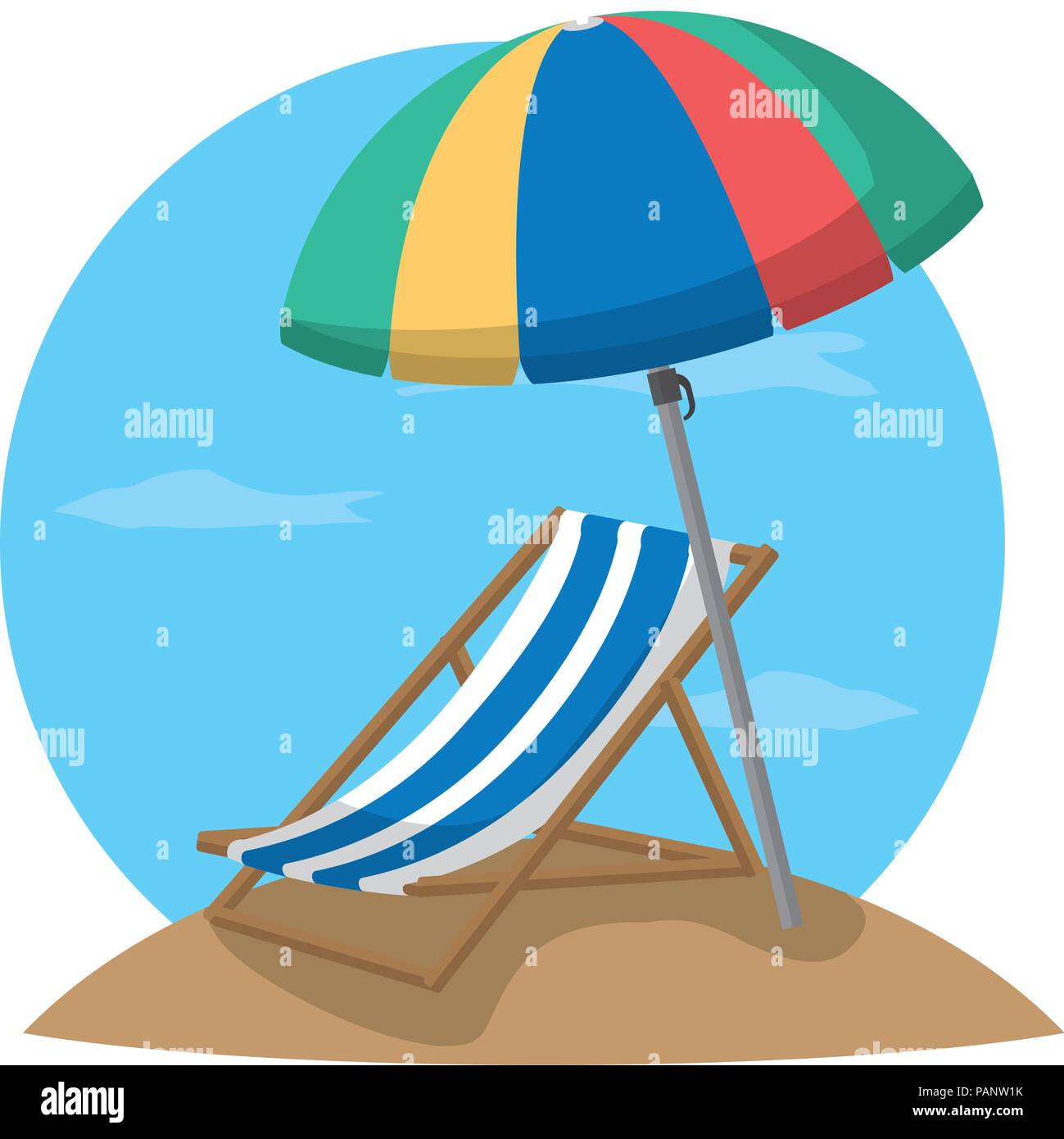 open umbrella protection and beach chair Stock Vector Image & Art - Alamy