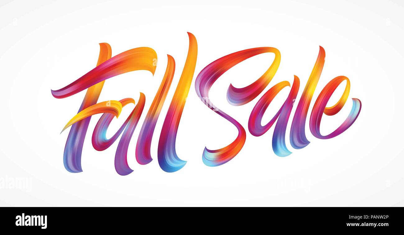Autumn season hand lettering Fall Sale. Modern brush calligraphy isolated on white background. Vector illustration Stock Vector