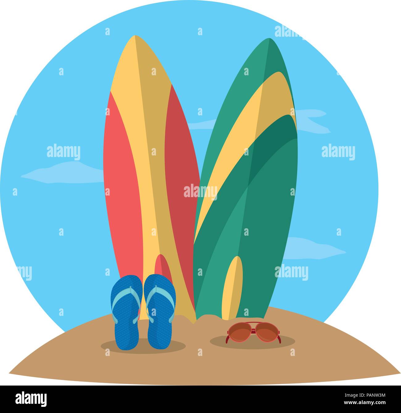 surfboard with flip floaps and sunglasses style Stock Vector Image ...