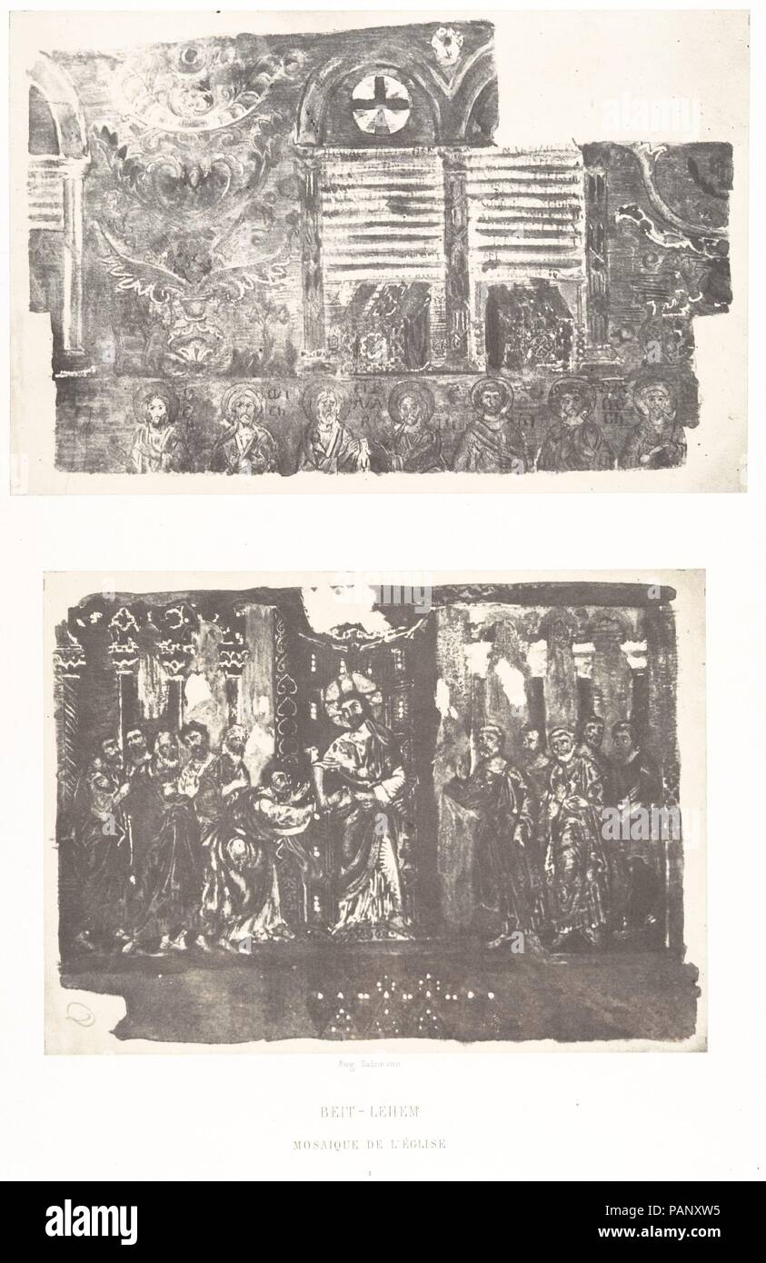 Beit-Lehem, Mosaïque de l'Église I. Artist: Auguste Salzmann (French, 1824-1872). Printer: Imprimerie photographique de Blanquart-Évrard, à Lille (French, active 1851-55). Date: 1854. Museum: Metropolitan Museum of Art, New York, USA. Stock Photo