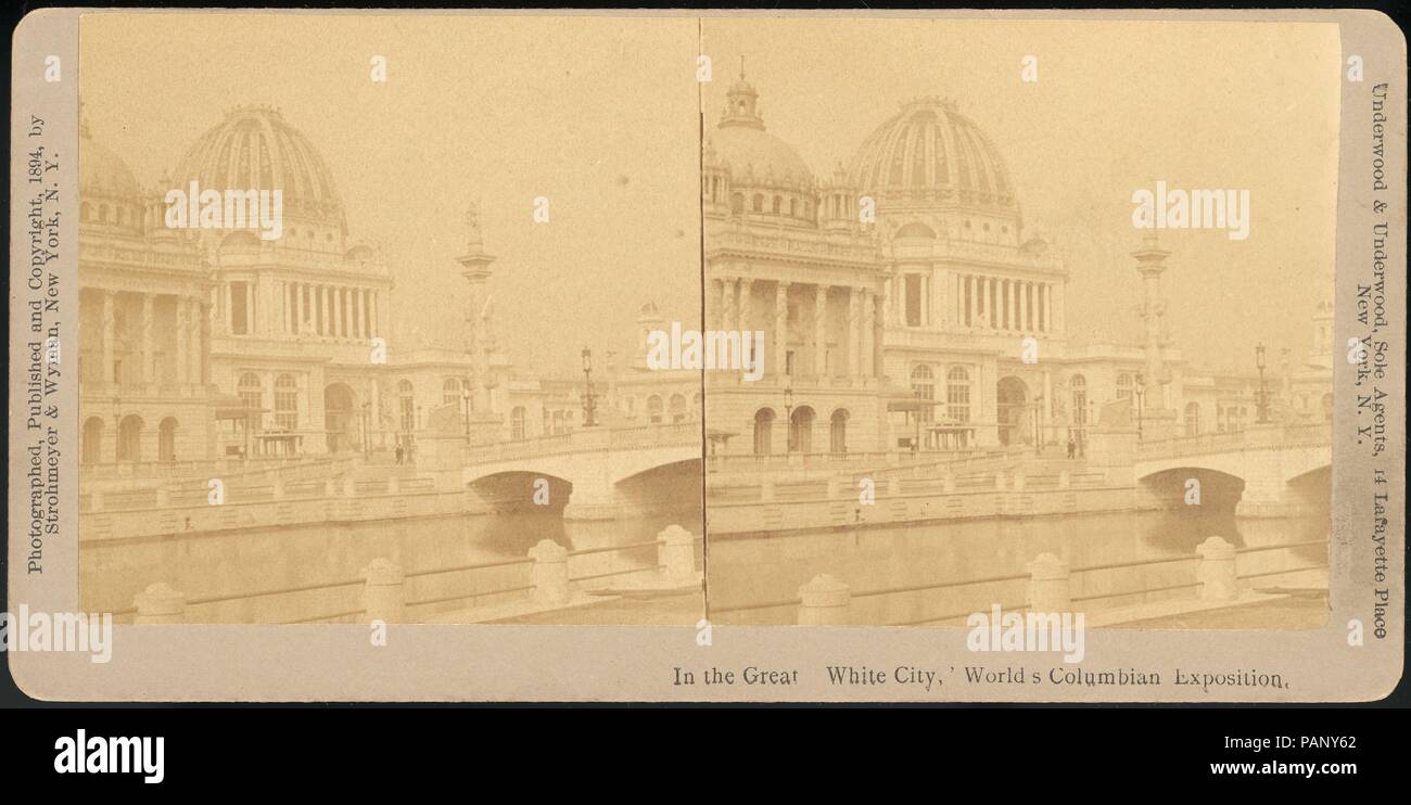 [Group of 66 Stereograph Views of the 1893 Chicago World's Fair and Columbian Exposition]. Artist: Benneville Lloyd Singley (American, Union Township, Pennsylvania 1864-1938 Meadville, Pennsylvania); Strohmeyer & Wyman (American); Kilburn Brothers (American, active ca. 1865-1890); Charles Dudley Arnold (American, 1844-1927). Dimensions: Mounts approximately: 8.7 x 17.5 cm (3 7/16 x 6 7/8 in.) to 10.6 x 17.8 cm (4 3/16 x 7 in.). Person in Photograph: Stephen Grover Cleveland (American, 1837-1908). Photography Studio: Sun Sculpture Works and Studios (American). Publisher: Keystone View Company;  Stock Photo