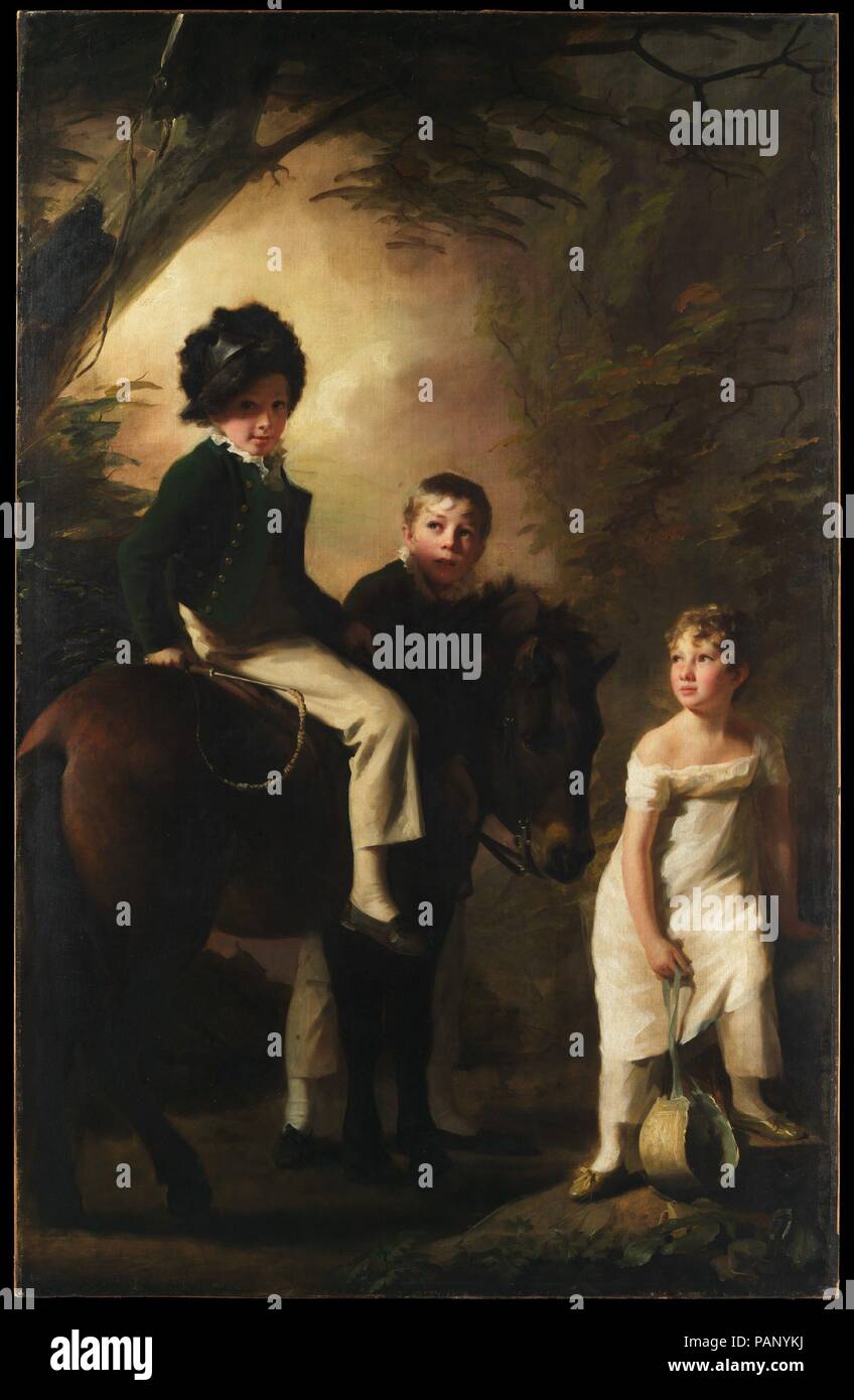 The Drummond Children. Artist: Sir Henry Raeburn (British, Stockbridge, Scotland 1756-1823 Edinburgh, Scotland). Dimensions: 94 1/4 x 60 1/4 in. (239.4 x 153 cm). Date: ca. 1808-9.    George Drummond (1802-1851), who is seated astride his pony, is accompanied by two children who have been traditionally identified as his sister Margaret and his foster brother. The painting dates from about 1808-9. Museum: Metropolitan Museum of Art, New York, USA. Stock Photo