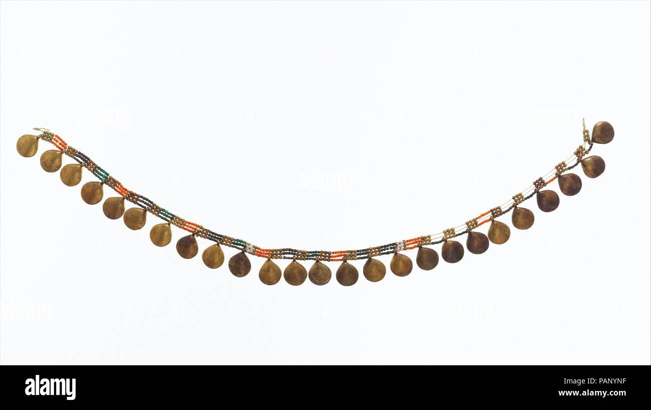 Necklace with shell pendants of Senebtisi. Dimensions: L. 27.2 cm (10 11/16 in.); shell: 1.1 × 1 cm (7/16 × 3/8 in.). Dynasty: late Dynasty 12-early Dynasty 13. Date: ca. 1859-1770 B.C.. Museum: Metropolitan Museum of Art, New York, USA. Stock Photo