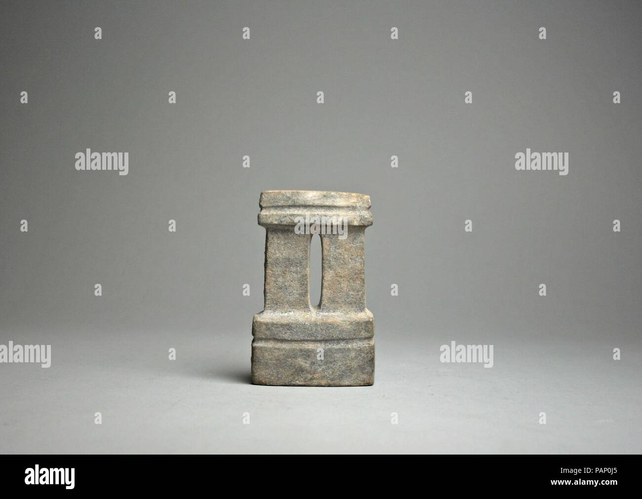 Stone Temple Model. Culture: Mezcala. Dimensions: H. 3 3/4 × W. 2 3/8 in. (9.5 × 6 cm). Date: 1st-8th century. Museum: Metropolitan Museum of Art, New York, USA. Stock Photo