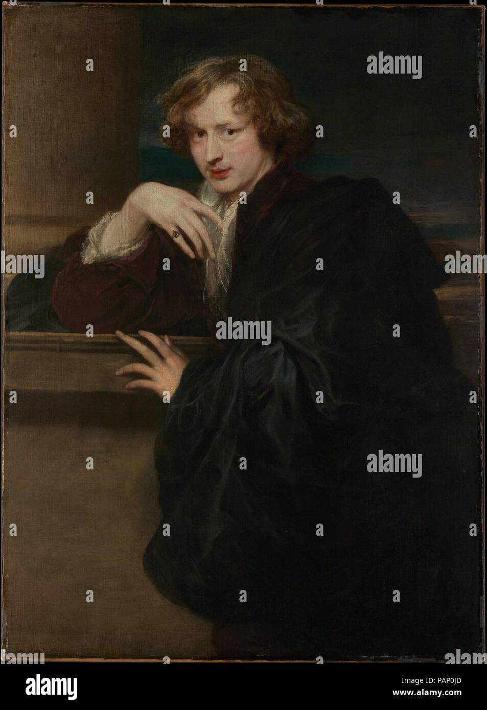 Self-Portrait. Artist: Anthony van Dyck (Flemish, Antwerp 1599-1641 London). Dimensions: 47 1/8 x 34 5/8 in. (119.7 x 87.9 cm). Date: ca. 1620-21.  The young Van Dyck presents himself as a courtly gentleman, with no reference to his profession other than the painting itself. The portrait probably dates from the artist's stay in London during the winter of 1620-21, and certainly before he left his native Antwerp for Italy in autumn 1621. That Van Dyck's father dealt in fine fabrics partly explains his predilection for rich attire (which was remarked by Bellori, an early biographer) and perhaps  Stock Photo