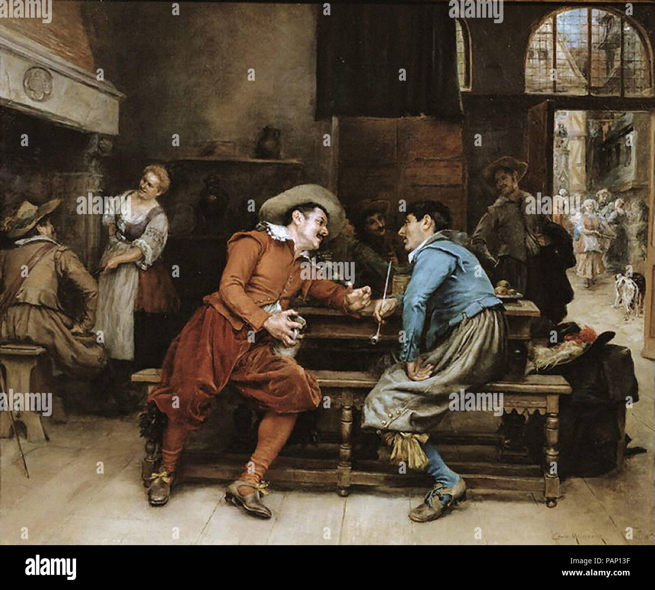 Meissonier  Jean Charles - Two Men Talking in a Tavern Stock Photo