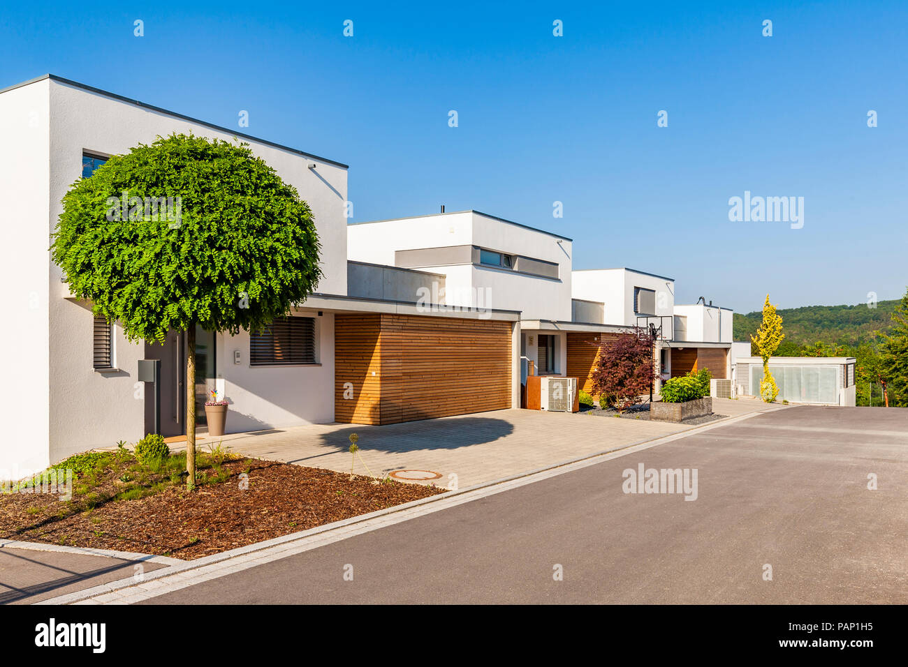 Germany, Blaustein, energy saving one-family houses Stock Photo