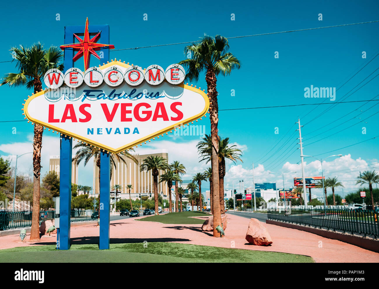 USA, Nevada, Las Vegas, Welcome To Fabulous Las Vegas Nevada Sign Stock Photo