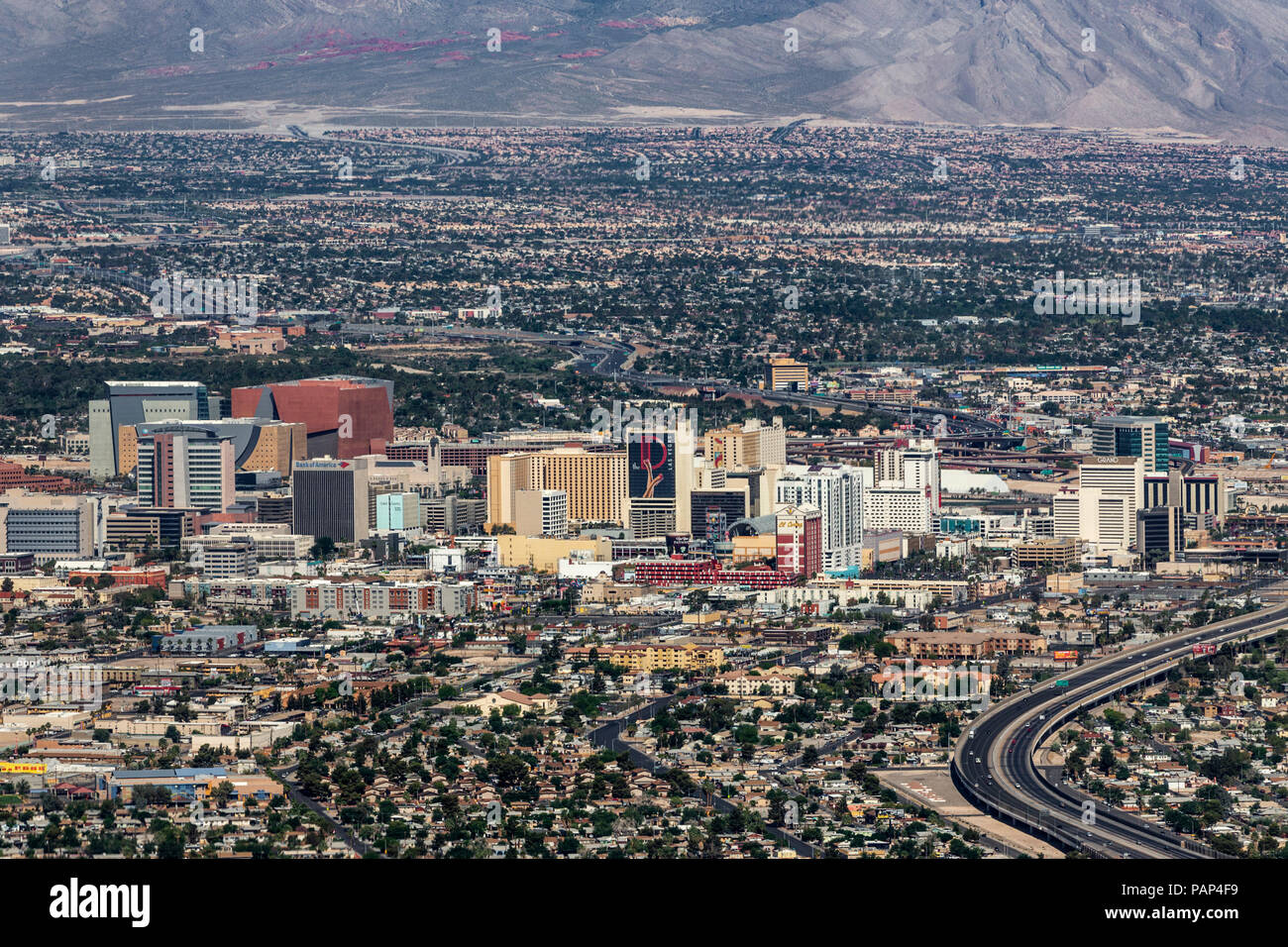 Las vegas strip aerial hires stock