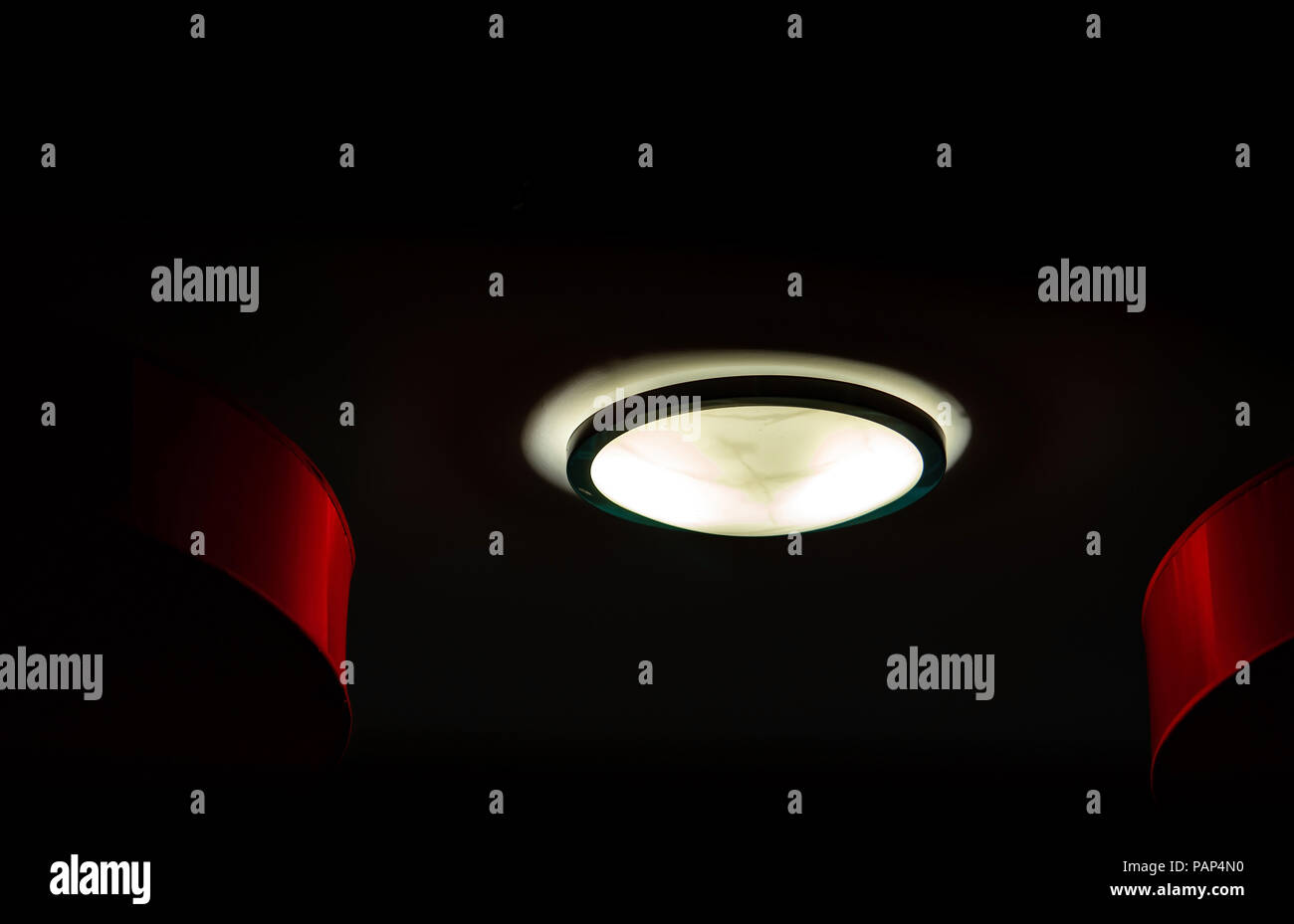 Interior Ceiling Lights On Dark Background At Night