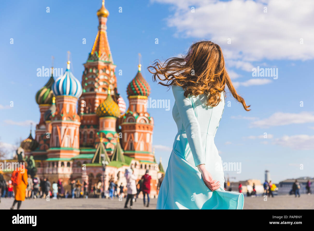 Russia, Moscow, Red Square, teenage girl rotating Stock Photo