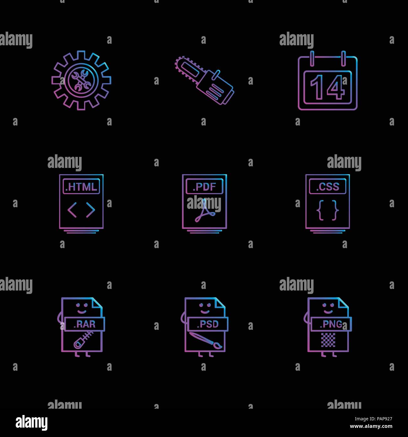 Gear , Cutter , Calender , Html File , Pdf File , Css File.