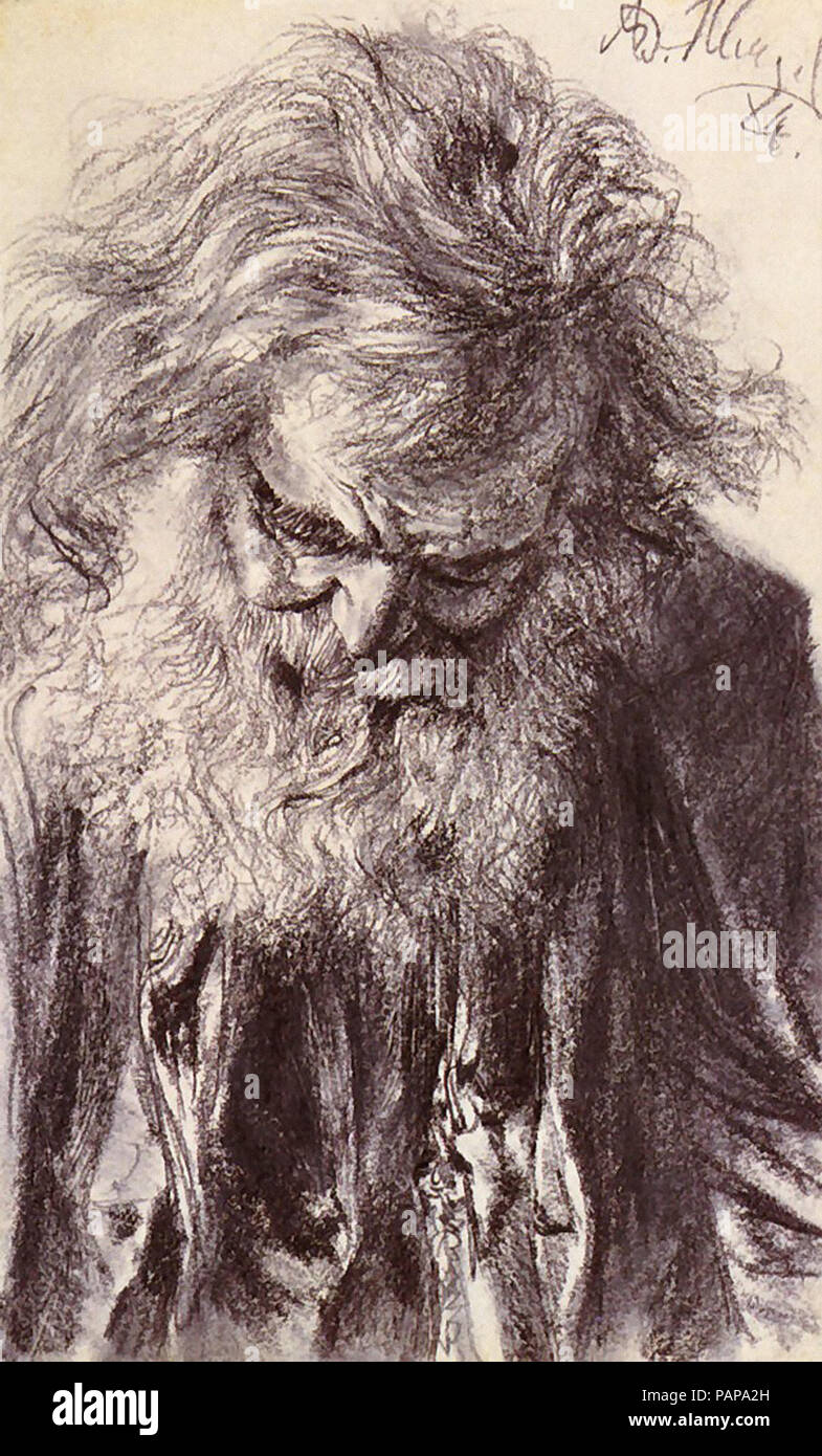 Menzel Adolph Von - Portrait of an Old Man Stock Photo - Alamy